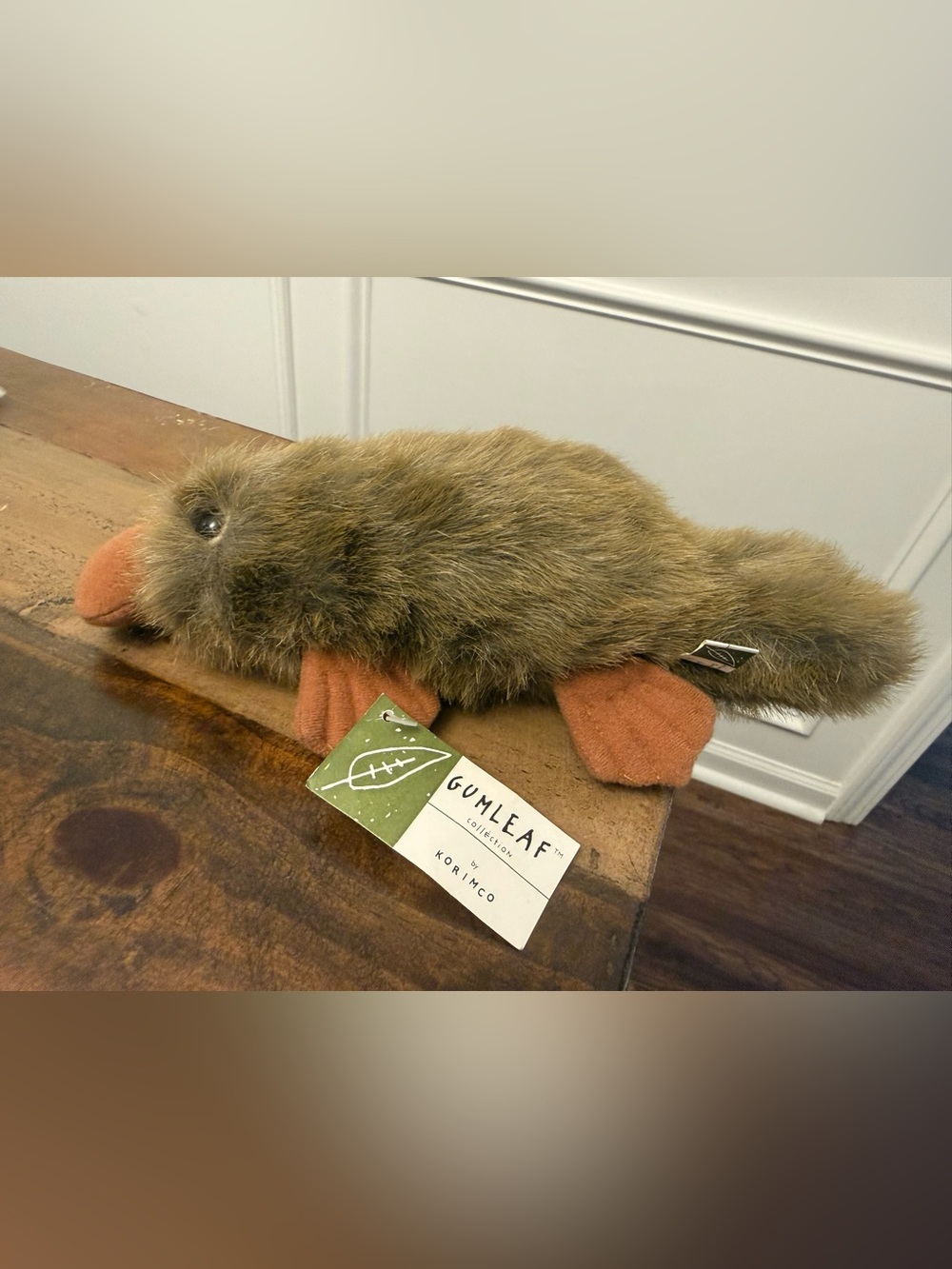 Korimco Gumleaf Collection Platypus Plush Stuffed Animal Toy Brown NWT New